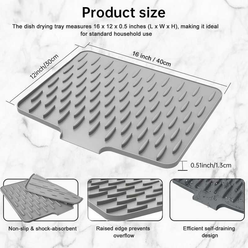 Silicone Dish Drying Mat – Non-Slip Heat Resistant Kitchen Mat - Image 8