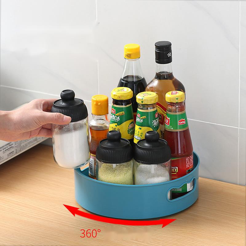 360 Rotating Tray Turntable Kitchen Storage Containers for Spice jar Food Snack Tray Non Slip Bathroom Dried Storage Plate - Image 2
