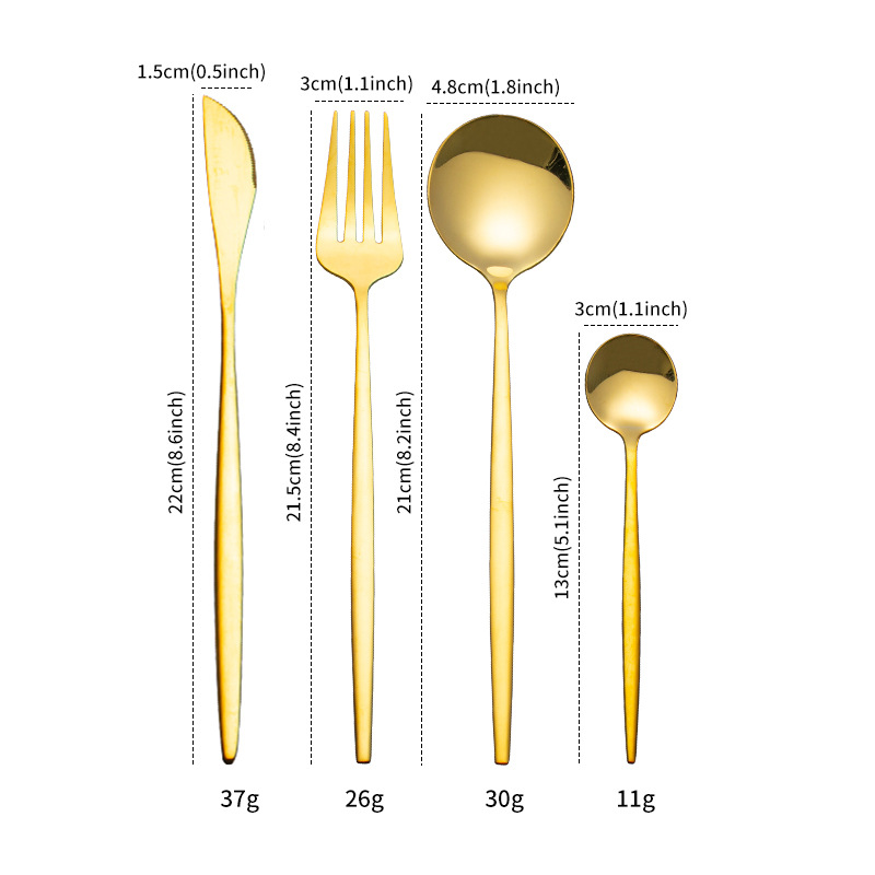 Stainless Steel Tableware 24 Sets Of Forks And Spoons Western Food Portuguese Knife, Fork And Spoon Set Golden Spoon And Fork - Image 2