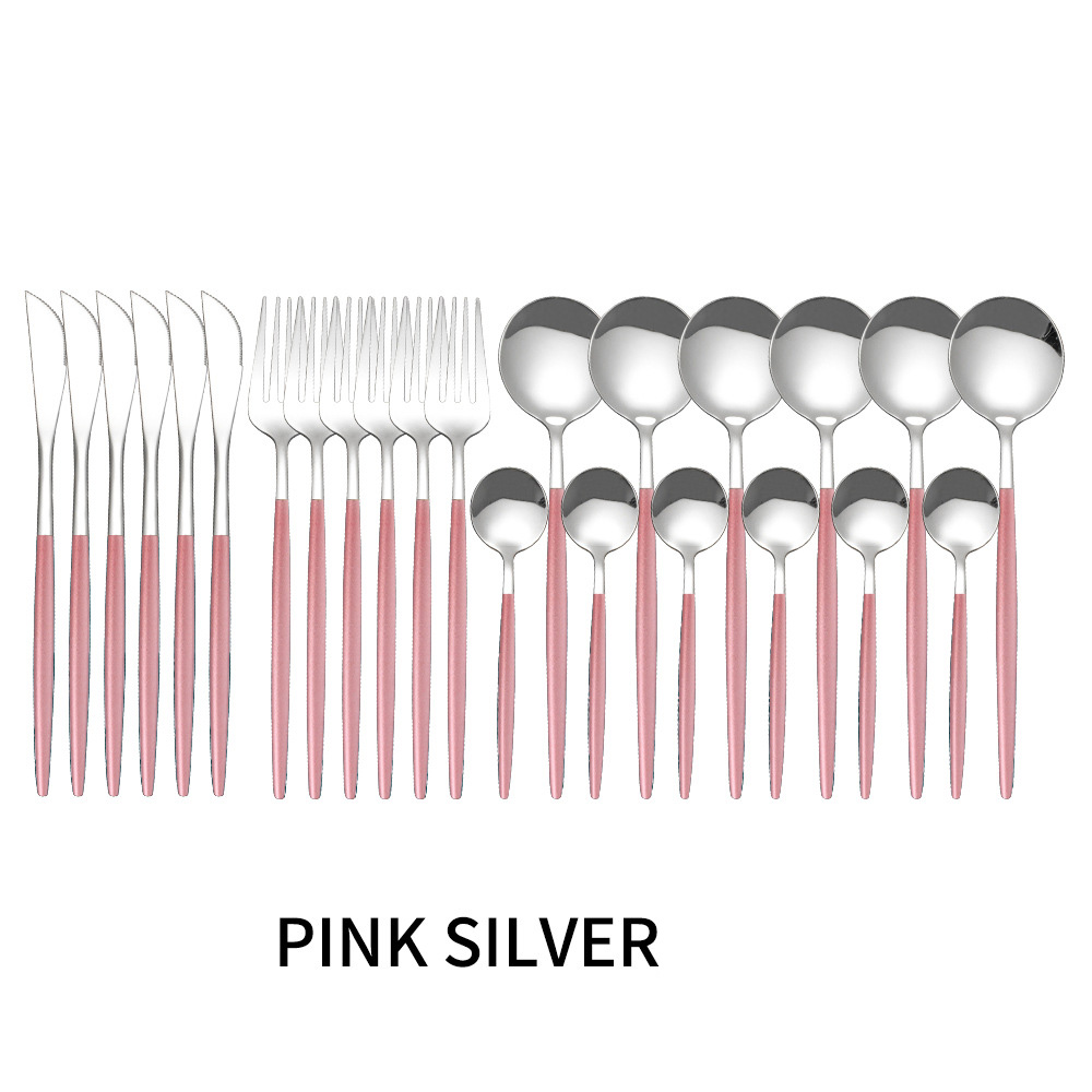 Stainless Steel Tableware 24 Sets Of Forks And Spoons Western Food Portuguese Knife, Fork And Spoon Set Golden Spoon And Fork - Image 17