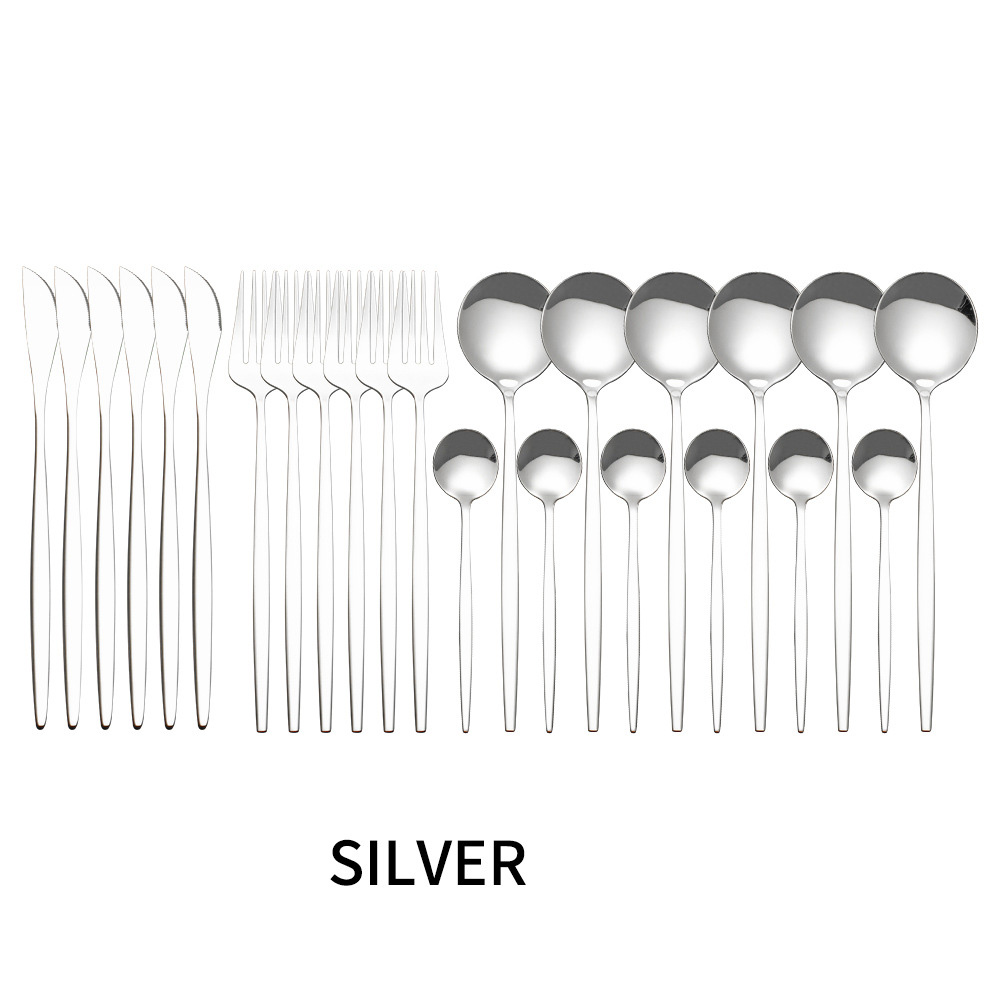 Stainless Steel Tableware 24 Sets Of Forks And Spoons Western Food Portuguese Knife, Fork And Spoon Set Golden Spoon And Fork - Image 6