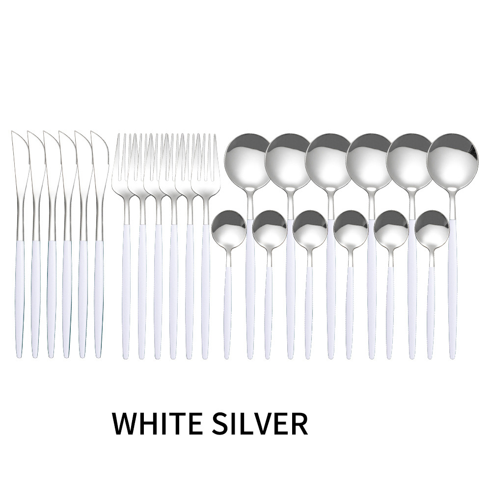 Stainless Steel Tableware 24 Sets Of Forks And Spoons Western Food Portuguese Knife, Fork And Spoon Set Golden Spoon And Fork - Image 20