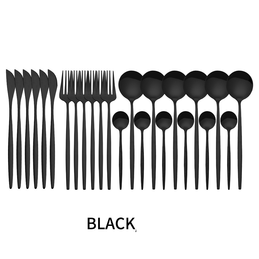 Stainless Steel Tableware 24 Sets Of Forks And Spoons Western Food Portuguese Knife, Fork And Spoon Set Golden Spoon And Fork - Image 5