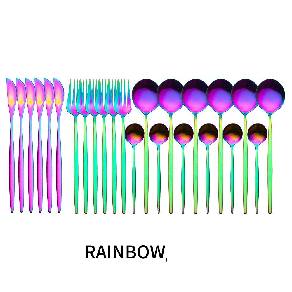 Stainless Steel Tableware 24 Sets Of Forks And Spoons Western Food Portuguese Knife, Fork And Spoon Set Golden Spoon And Fork - Image 8