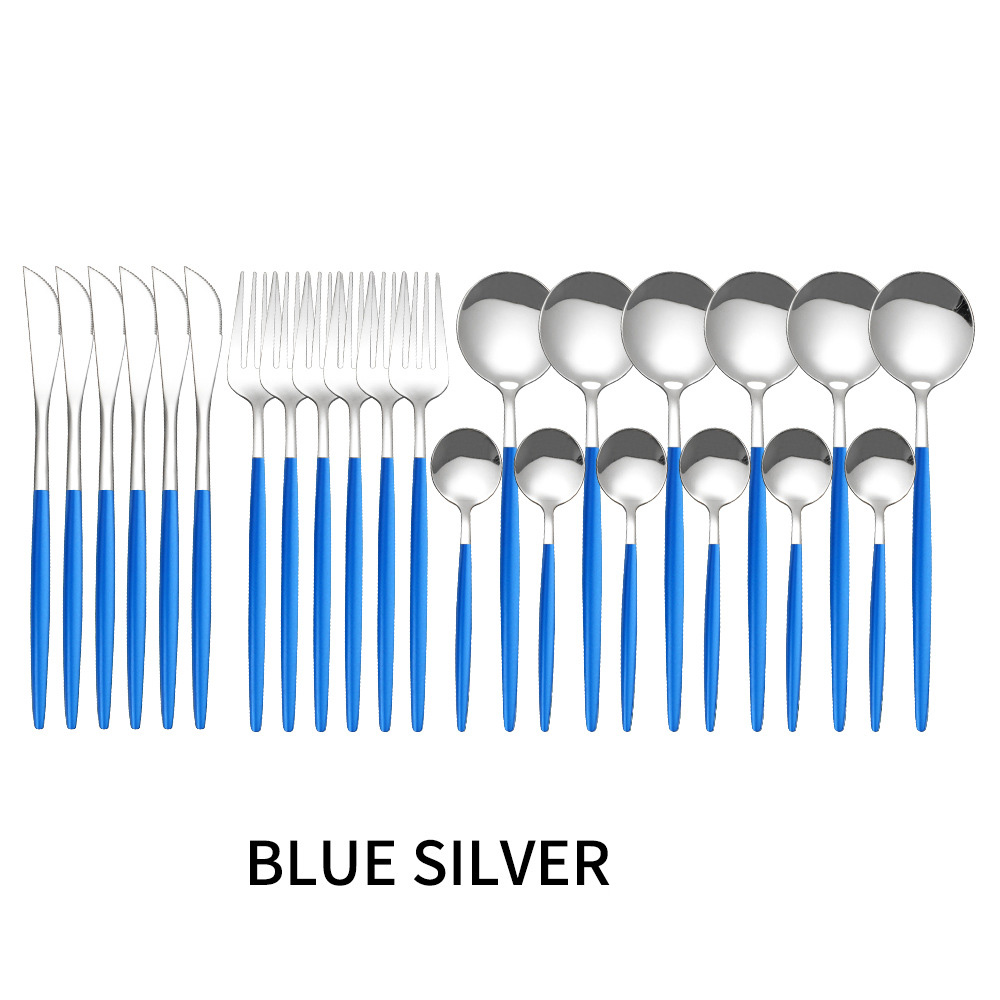 Stainless Steel Tableware 24 Sets Of Forks And Spoons Western Food Portuguese Knife, Fork And Spoon Set Golden Spoon And Fork - Image 18