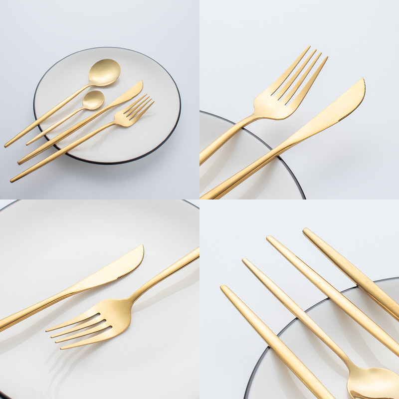 Stainless Steel Tableware 24 Sets Of Forks And Spoons Western Food Portuguese Knife, Fork And Spoon Set Golden Spoon And Fork - Image 3