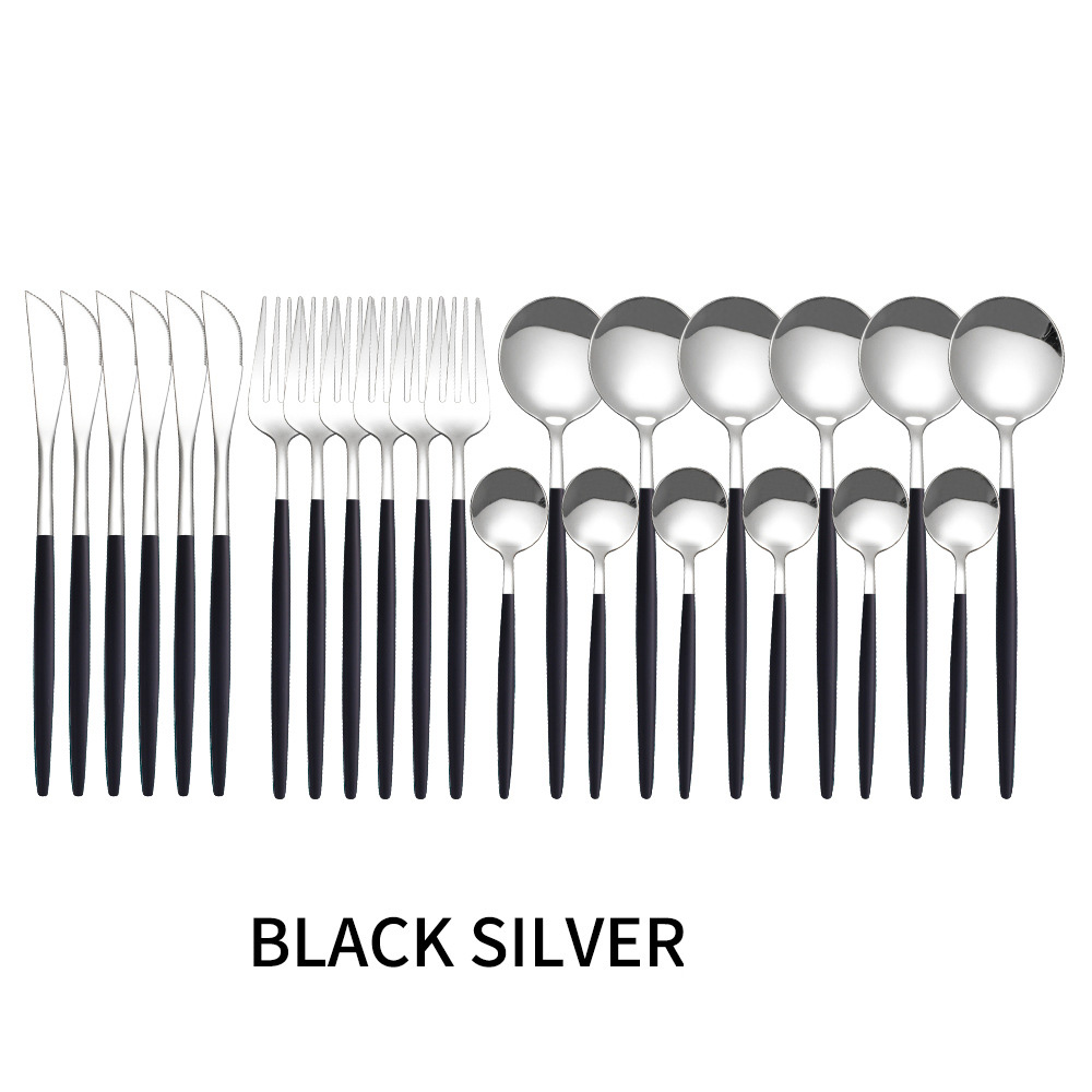 Stainless Steel Tableware 24 Sets Of Forks And Spoons Western Food Portuguese Knife, Fork And Spoon Set Golden Spoon And Fork - Image 16